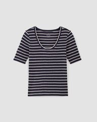 The Vintage Rib Scoop-Neck Top | Navy / Bone
