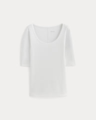 The Luxe Rib Scoop-Neck Tee | White