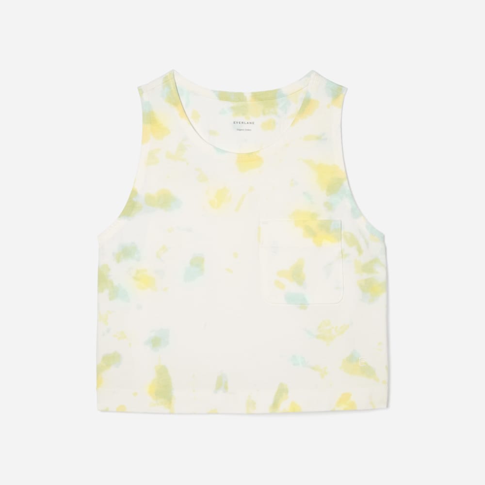 The Premium Weight Cropped Pocket Tank | Seafoam Tie Dye