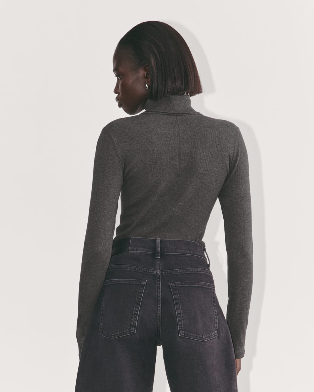 The Luxe Rib Turtleneck | Heathered Soot
