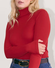 The Luxe Rib Turtleneck | Berry Red