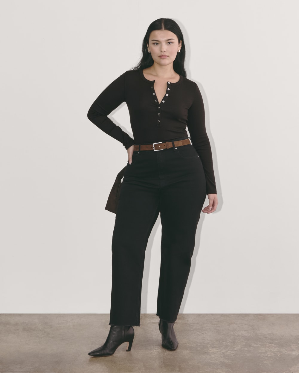 The Luxe Rib Henley | Black