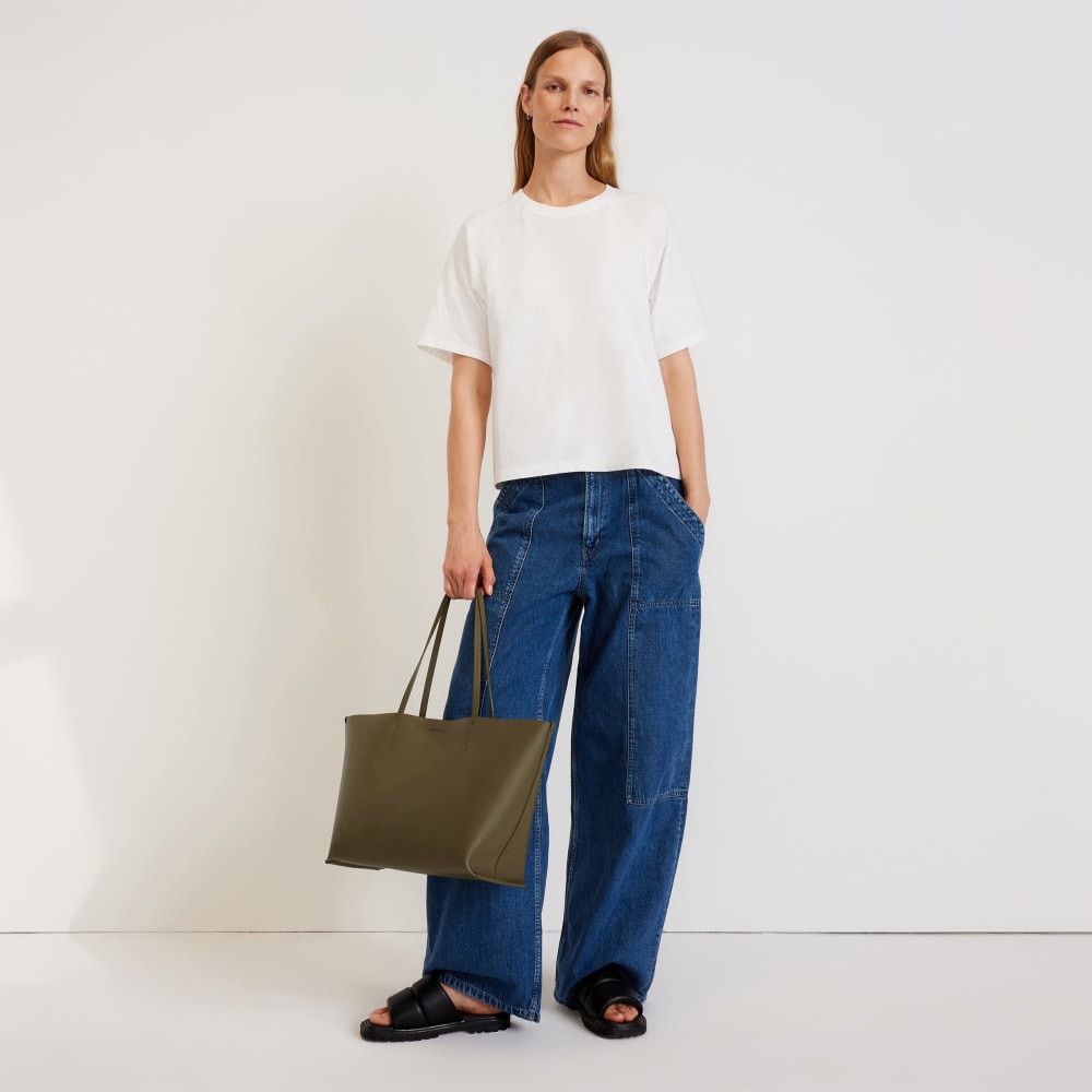 The Luxe Medium Italian Leather Tote | Beech