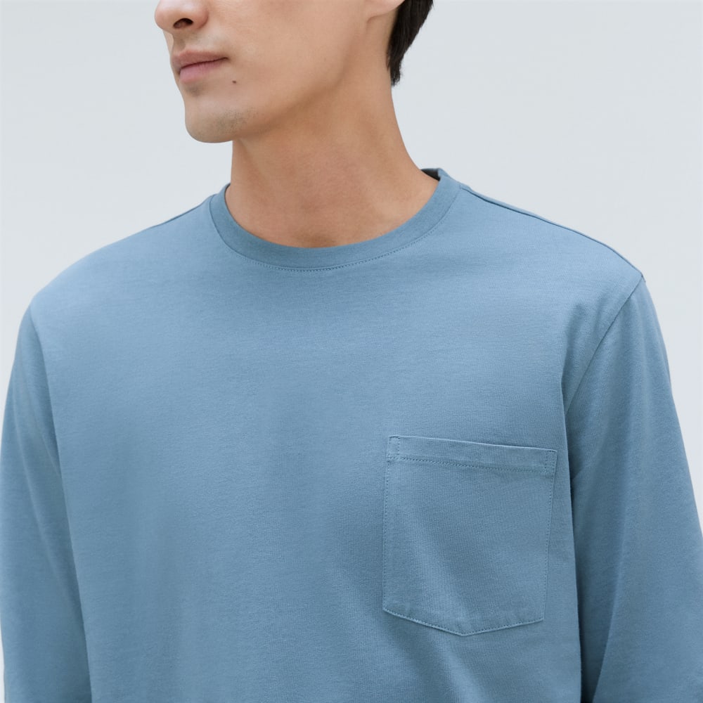 The Organic Cotton Long-Sleeve Pocket Tee | Greyish Blue