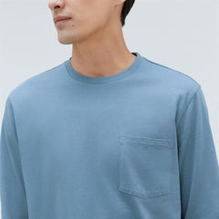 The Organic Cotton Long-Sleeve Pocket Tee | Greyish Blue