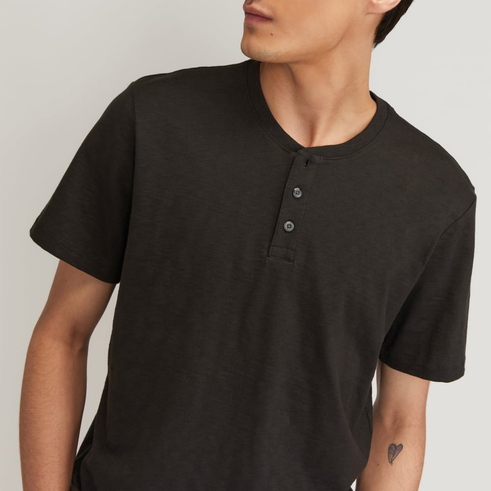 The Cotton Slub Henley | Black