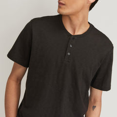 The Cotton Slub Henley | Black