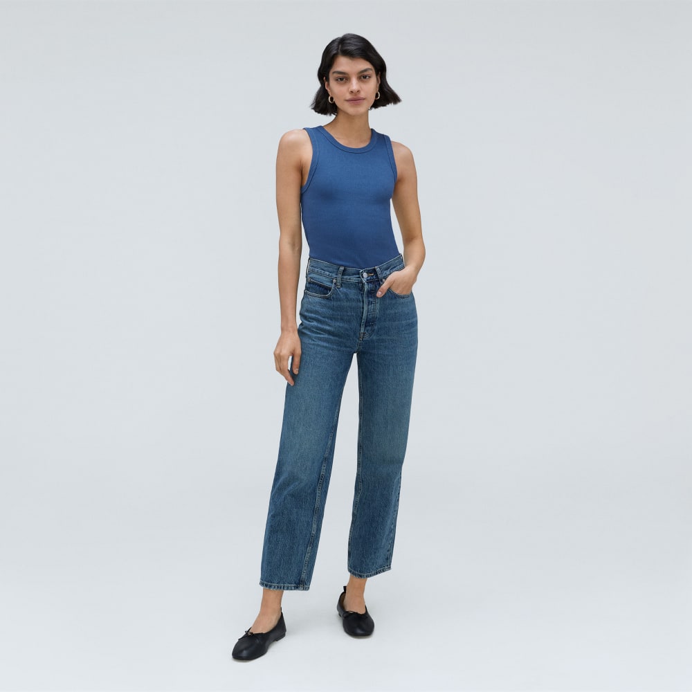 The Ribbed Cutout Tank | Deep Blue