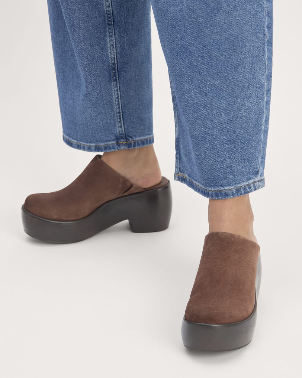 The Wooden Puffa Clog | Dark Umber Suede