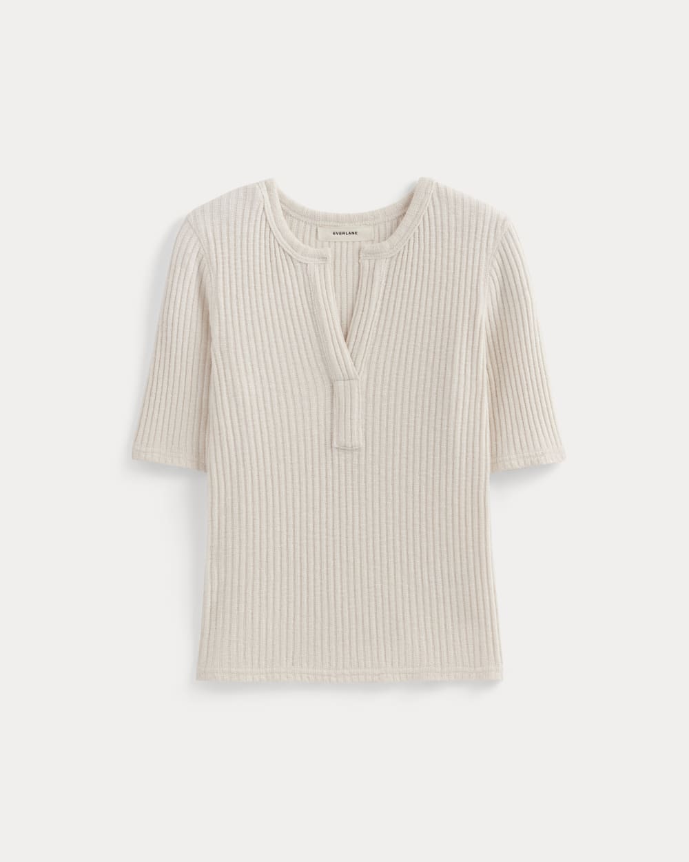 The Rib-Knit Short-Sleeve Henley | Bone