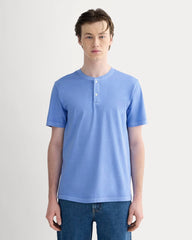 The Essential Organic Garment-Dyed Henley | Granada Sky Blue Garment Dye