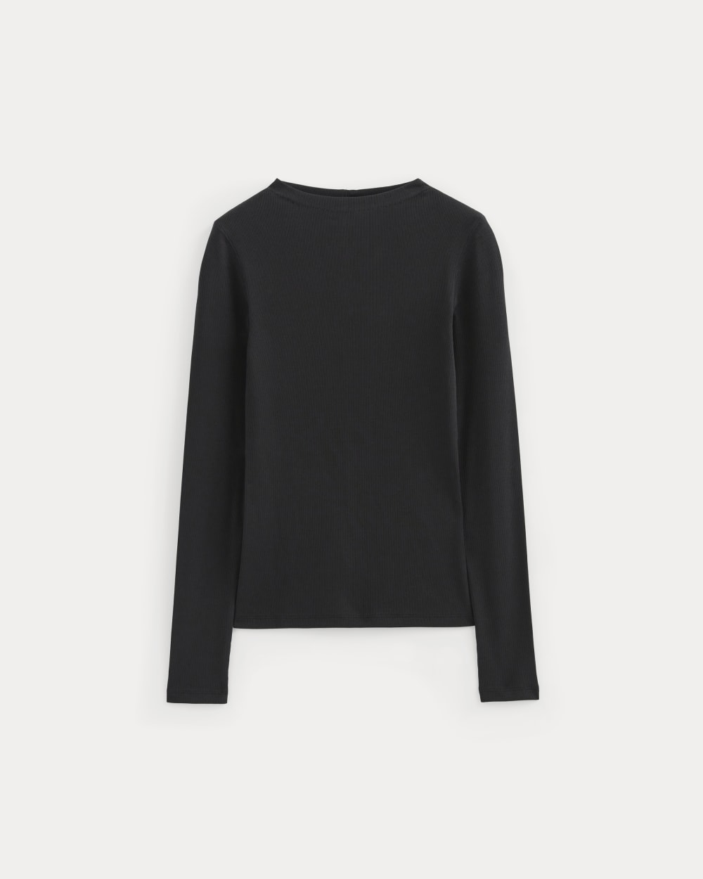 The Luxe Rib Funnel-Neck Tee | Black
