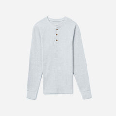 The Waffle Long-Sleeve Henley Tee | Heathered Light Grey