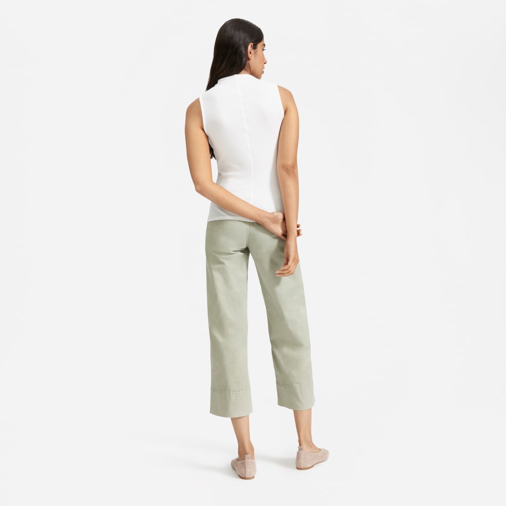 The Pima Micro-Rib Funnel-Neck Tank | White