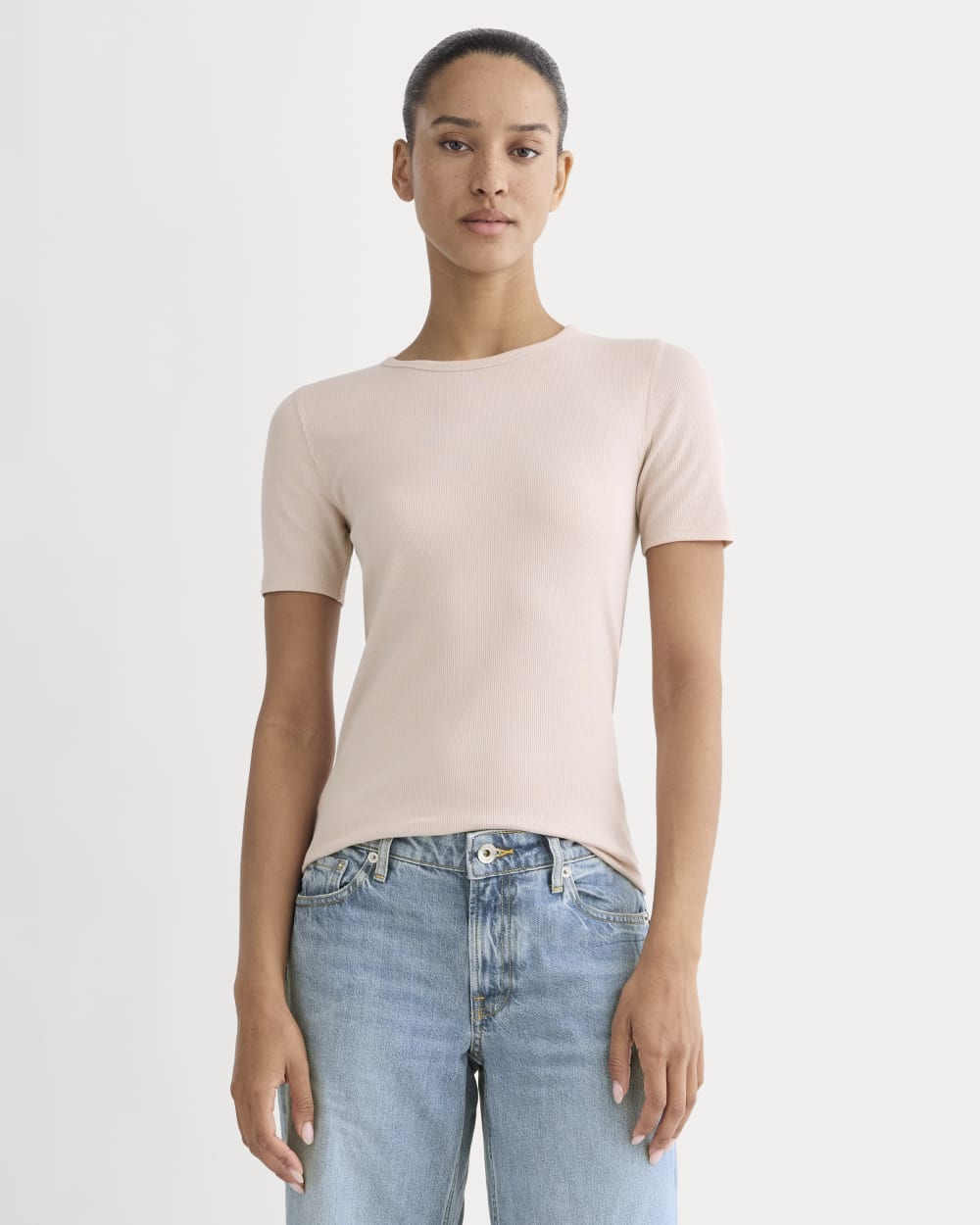 The Luxe Rib Crew | Soft Rose