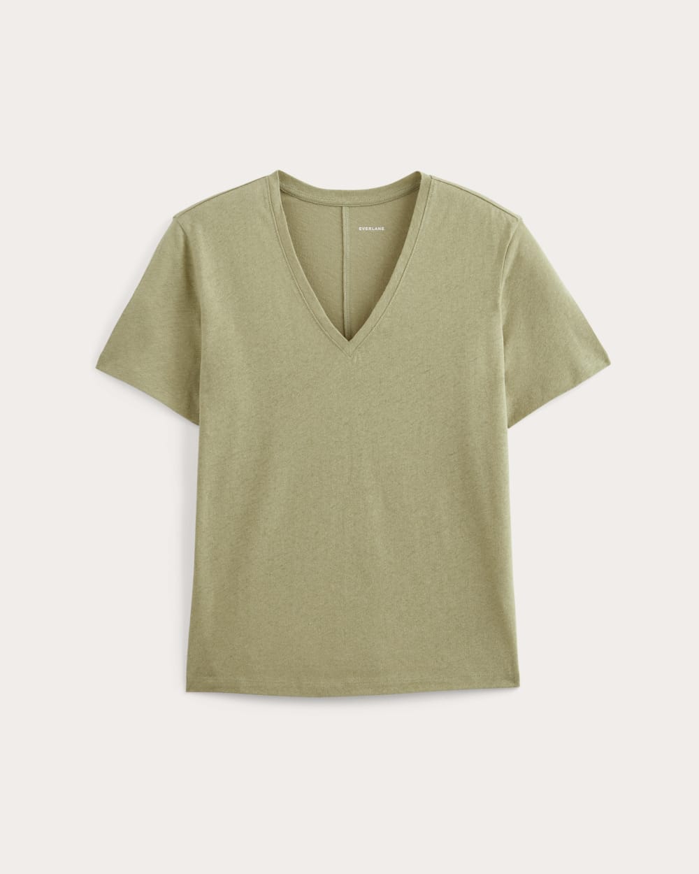 The Slouchy V-Neck Tee in Cotton Linen | Eucalyptus