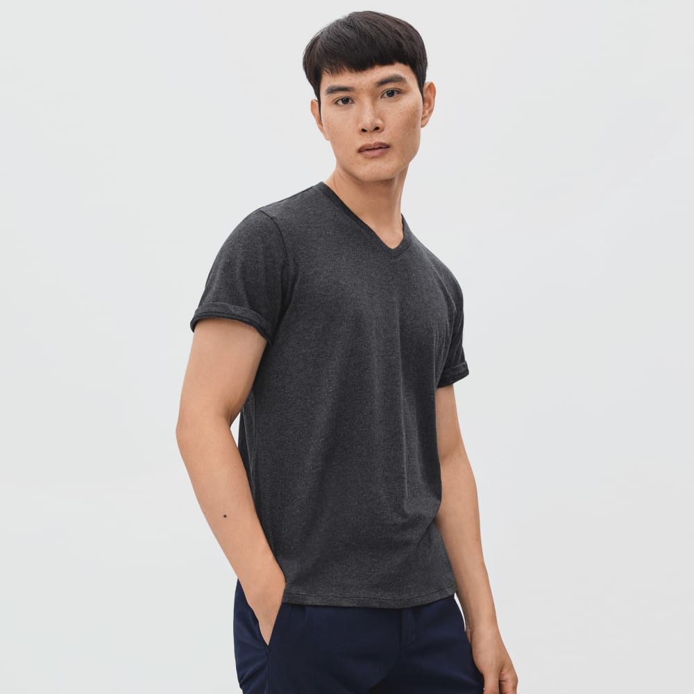 The Organic Cotton V-Neck Tee | Heather Charcoal