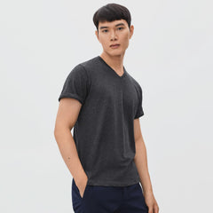 The Organic Cotton V-Neck Tee | Heather Charcoal