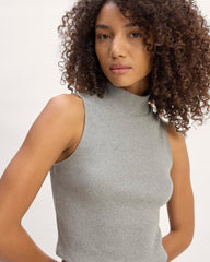The Ribbed Mockneck Tank | Mid Heather Grey