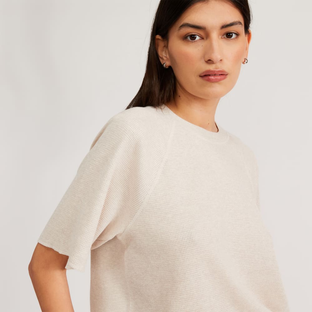 The Organic Cotton Waffle Raglan Tee | Heathered Tan