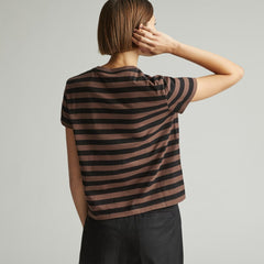 The Box-Cut Tee in Essential Cotton | Chocolate Brown / Black | No Pocket
