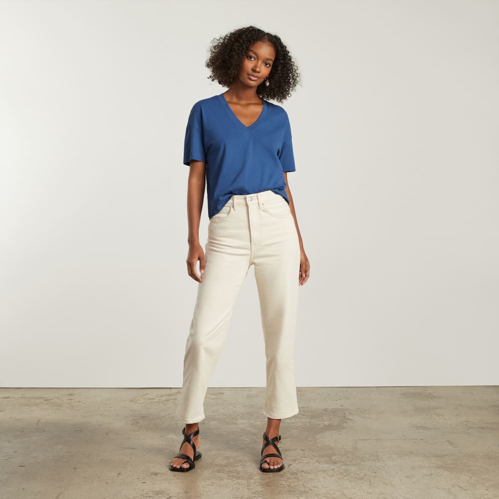 The Organic Cotton Slouchy V-Neck | Deep Blue