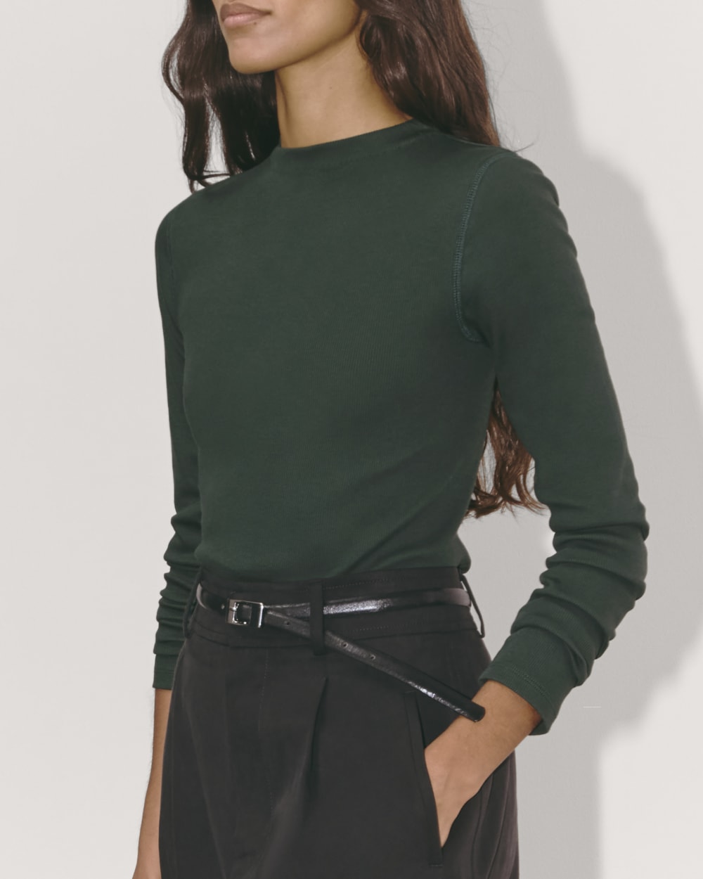 The Luxe Rib Funnel-Neck Tee | Scarab