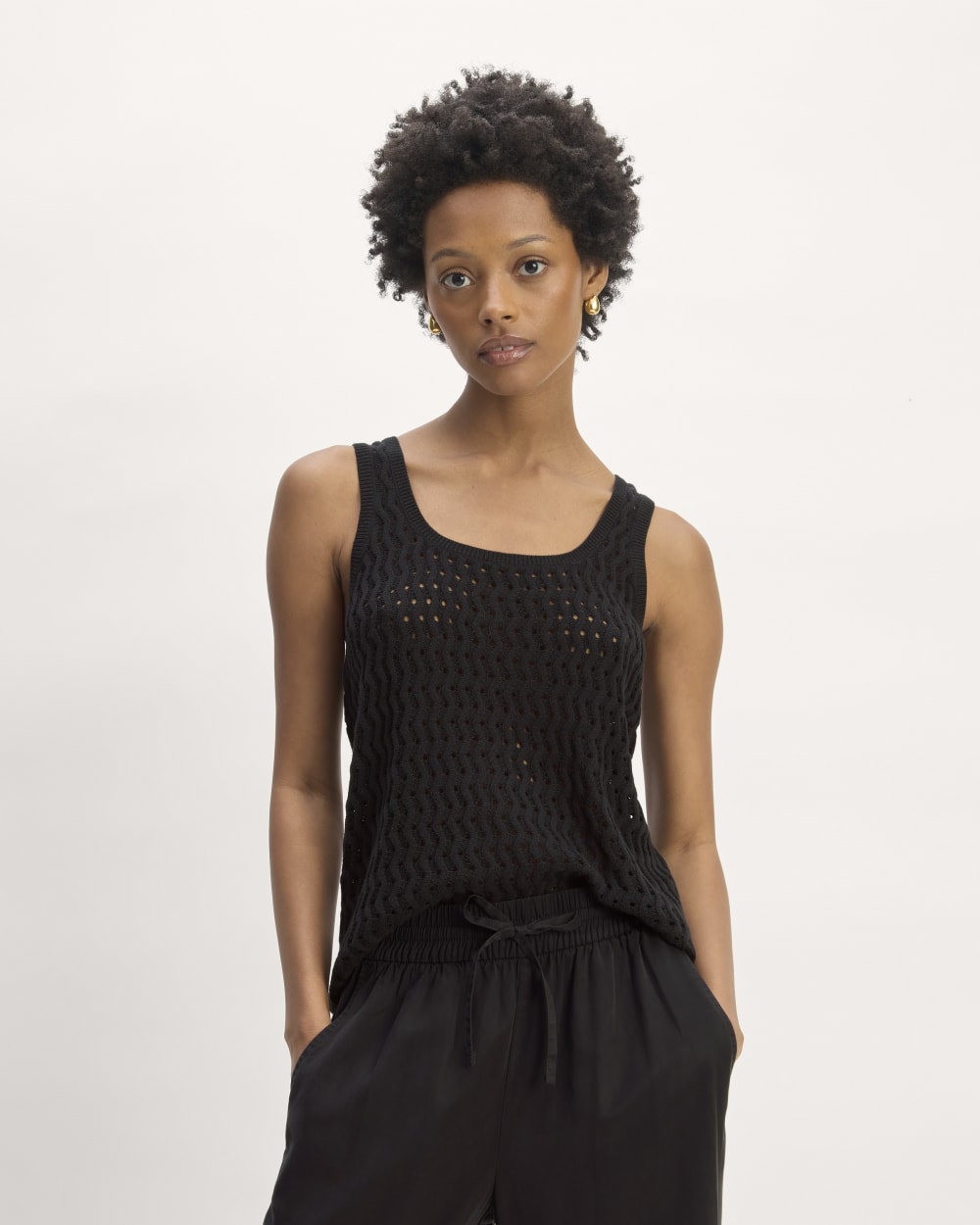 The Crochet Knit Tank | Black