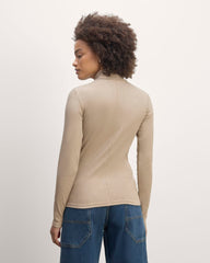 The Luxe Rib Turtleneck | Heathered Tan