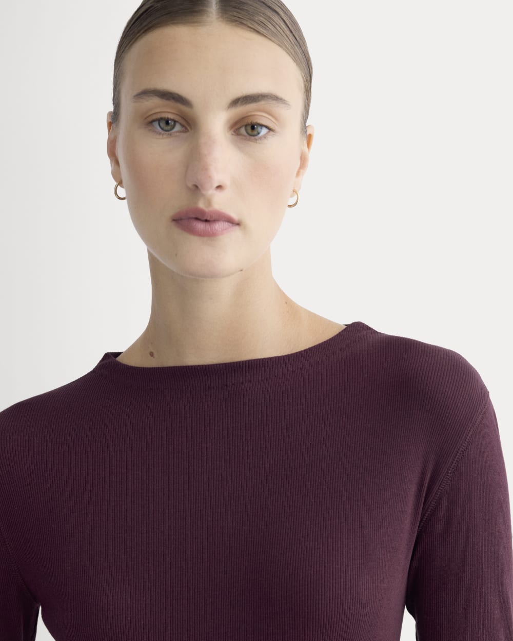 The Luxe Rib Funnel-Neck Tee | Heathered Port Royale