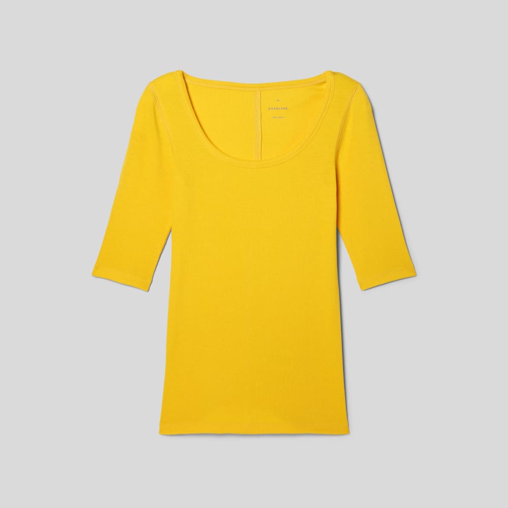 The Luxe Micro-Rib Scoop-Neck Tee | High Visibility Yellow