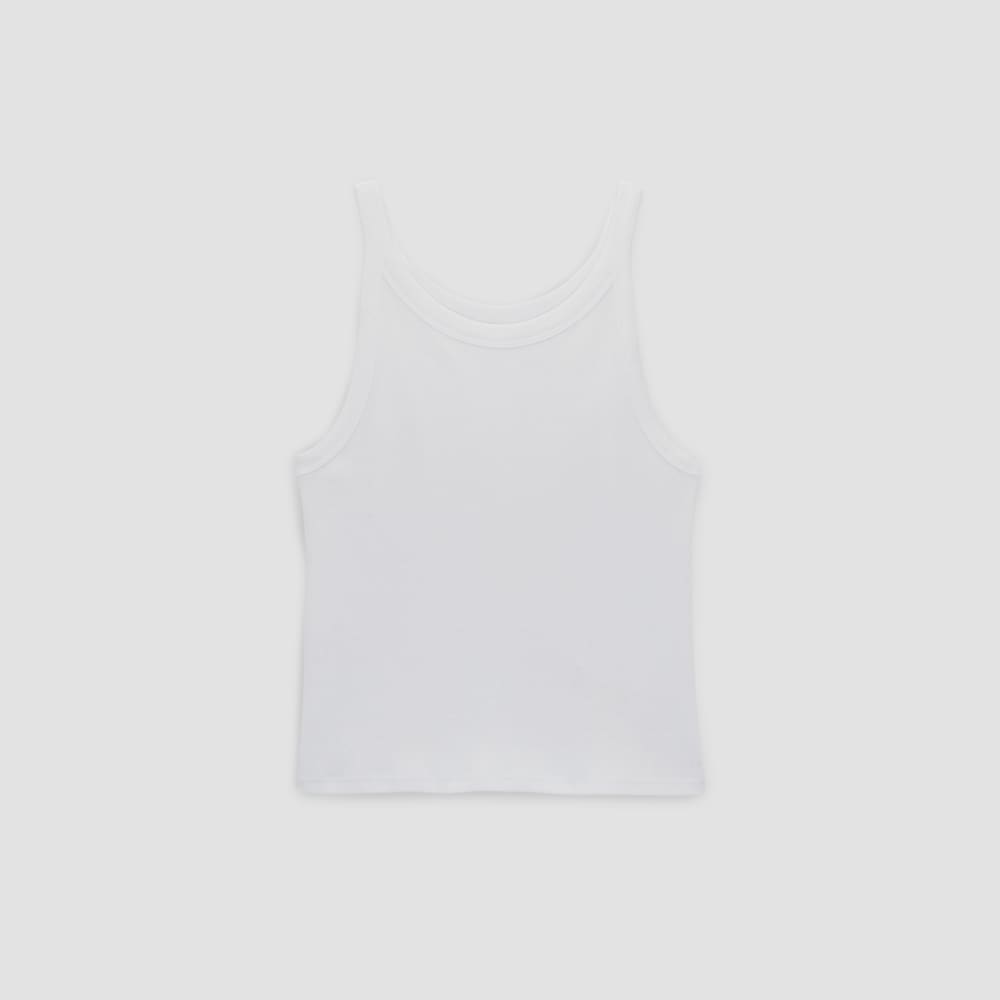 The Supima® Micro-Rib Cropped Tank | White