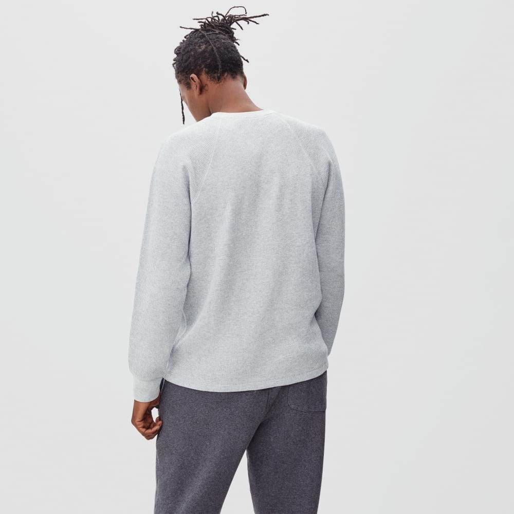 The Waffle Long-Sleeve Henley Tee | Heathered Light Grey