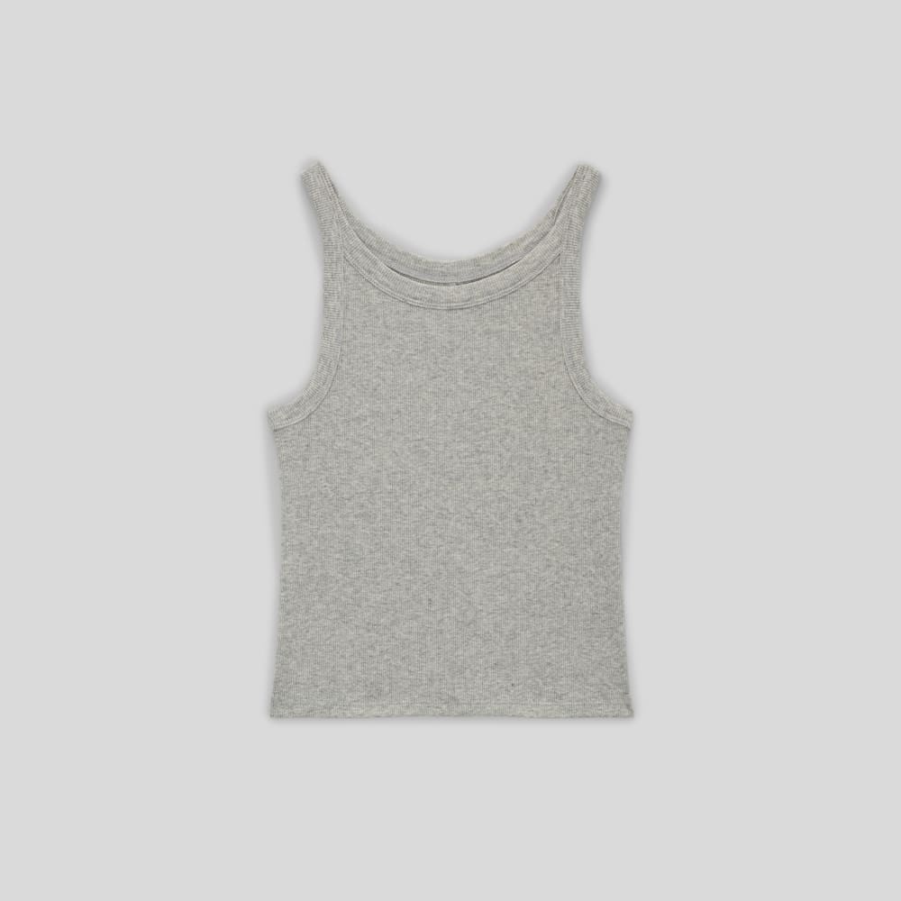 The Supima® Micro-Rib Cropped Tank | Heather Grey