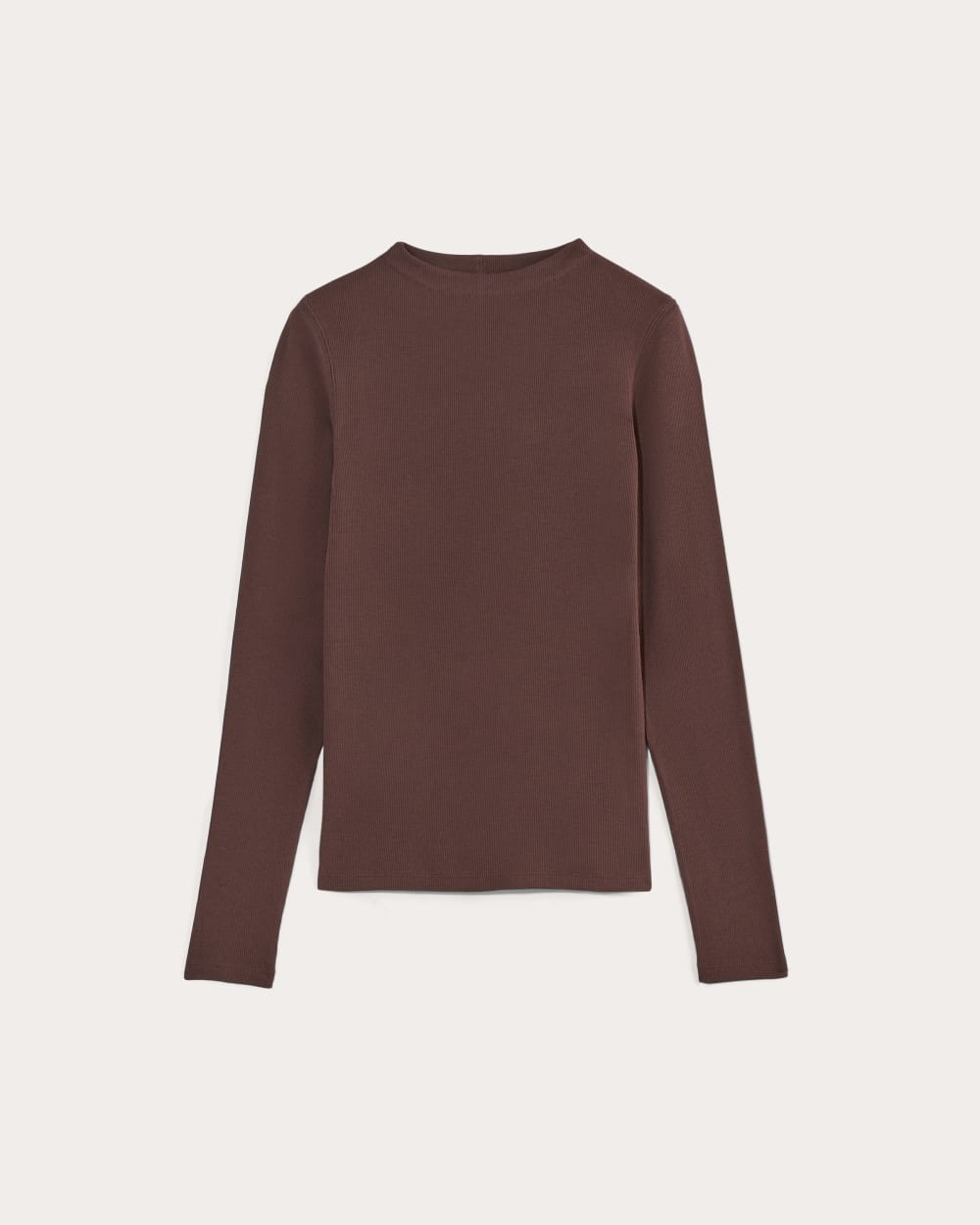 The Luxe Rib Funnel-Neck Tee | Dark Mahogany