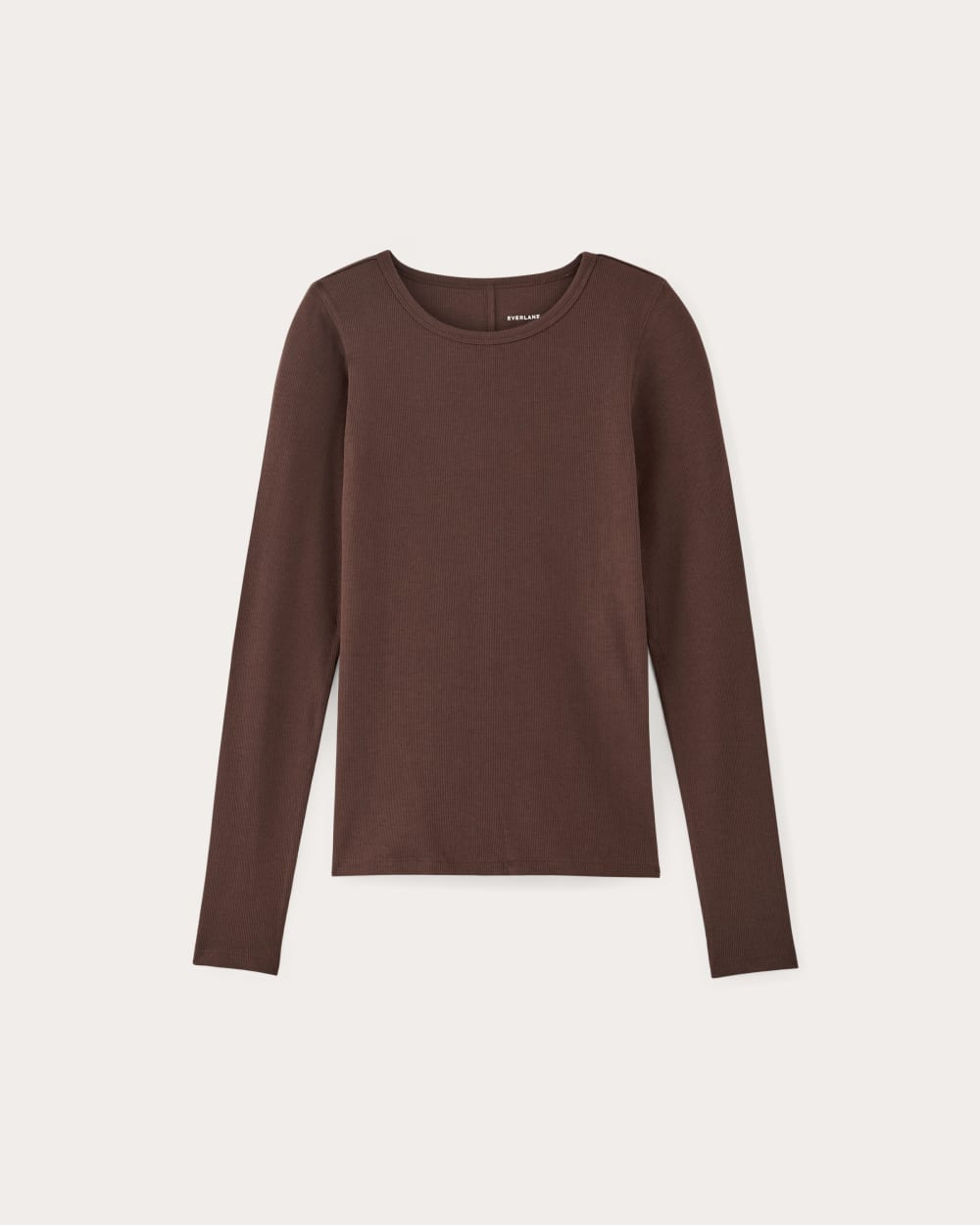 The Luxe Rib Long-Sleeve Crew | Dark Mahogany
