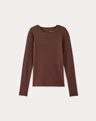 The Luxe Rib Long-Sleeve Crew | Dark Mahogany