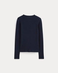 The Luxe Rib Funnel-Neck Tee | Navy