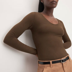 The Supima® Form Ballet Neck Tee | Cocoa