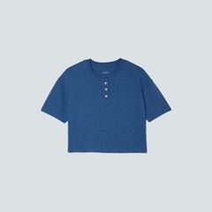 The Vintage Henley Hemp Tee | Deep Blue