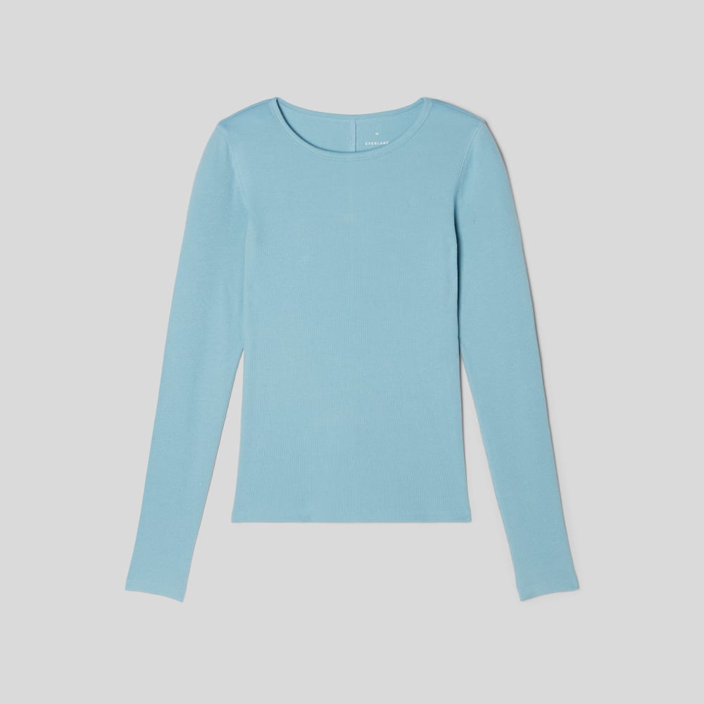 The Luxe Rib Long-Sleeve Crew | Blue Shadow