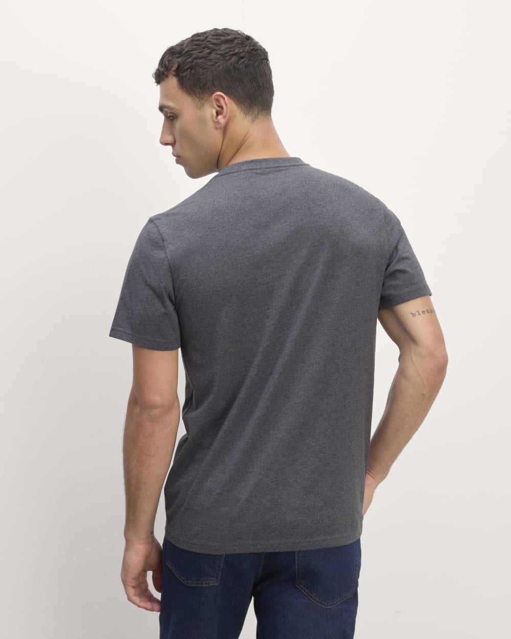 The Essential Organic V-Neck Tee | Heather Deep Navy