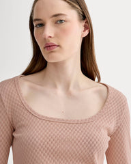 The Pointelle Scoop-Neck Top | Rose Smoke