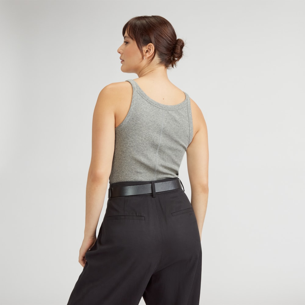 The Supima® Micro-Rib Cropped Tank | Heather Grey
