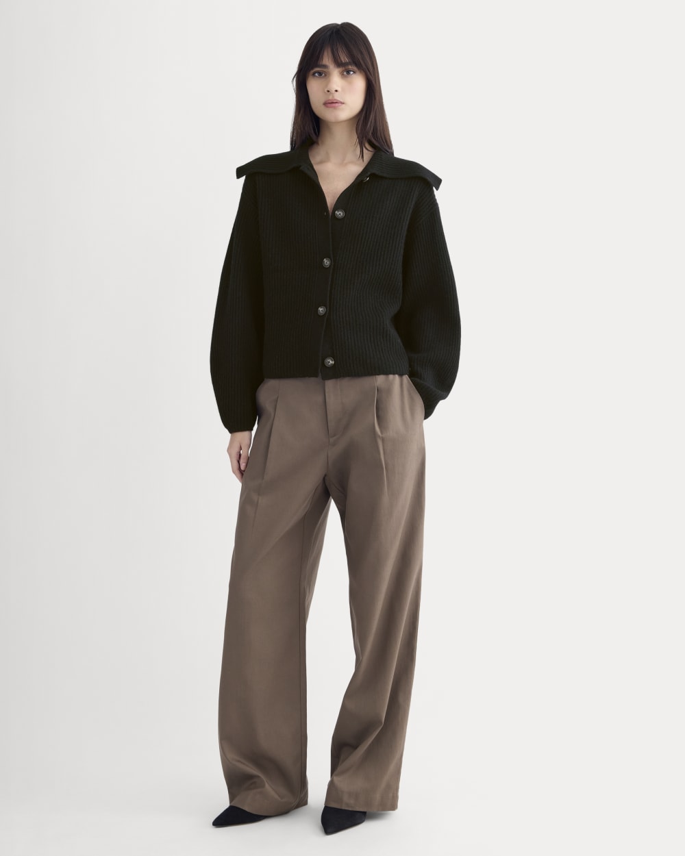 Fisherman Cardigan in Wool Cashmere | Black