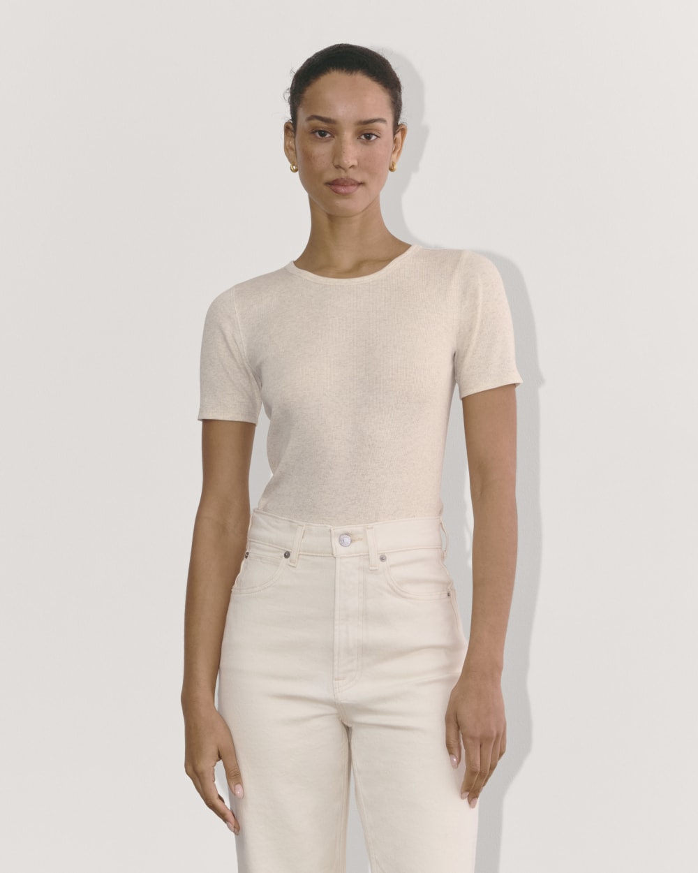 The Luxe Rib Crew | Heathered Oat