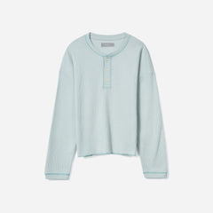 The Organic Cotton Waffle Henley | Ice Blue