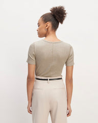 The Luxe Rib Crew | Heathered Tan