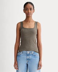 The Luxe Rib Square-Neck Tank | Heathered Fatigue