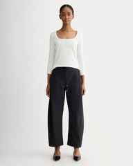 The Pointelle Scoop-Neck Top | White